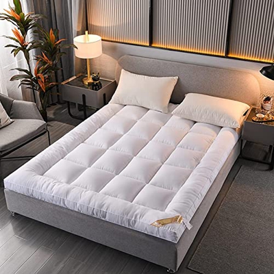 Colchón Japonés Futón Colchón Tatami Mat Extra Thick Roll Up Piso Colchón Sleeping Pad Portátil para Dorm, Camping, Adultos Niños (Color : Blanco, Tal