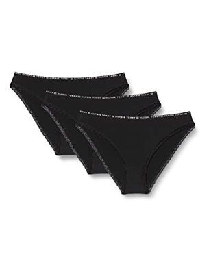 Tommy Hilfiger 3P Bikini Estilo Ropa Interior, Black/Black/Black, S para Mujer