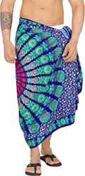 LA LEELA Hombres Baúl de baño Trajes de baño Pareo Envoltura Pareo Azul Marino, Mandala Pavo Real Talla única características