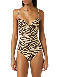 IRIS & LILLY Bañador con Aros con Relleno Mujer, Leopardo, 44 en oferta