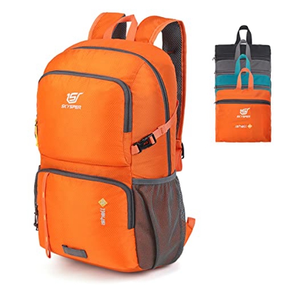 SKYSPER 30L Mochila Plegable Ultraligera Mochilas de Senderismo Mochila de Viaje Mochilas de Marcha Pequeña Mochila con Bolsillo Húmedo para Hombre Mu