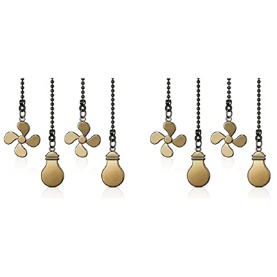 Qtrednrry 8 tiradores de cadena de ventilador de techo, cadena de extensión de ventilador de cadena decorativa de 12 pulgadas, extensor de cadena de v