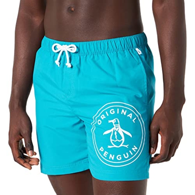 Original Penguin Stamp Logo Short, Azul (Caribbean Sea 444), X-Large (Talla del Fabricante: X Large) para Hombre