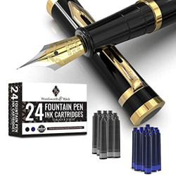 Juego de plumas estilográficas Wordsworth & Black de punta media con 24 cartuchos de tinta, un convertidor para la recarga de tinta y un Bolsa de rega precio