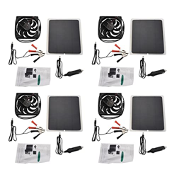 Naugan 4X Ventilador con Ventilador de Panel Solar de 10W Mini Ventilador para Perro Pollo Invernadero Techo RV en oferta