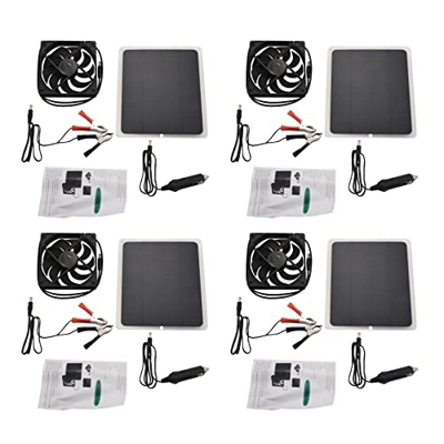 Naugan 4X Ventilador con Ventilador de Panel Solar de 10W Mini Ventilador para Perro Pollo Invernadero Techo RV