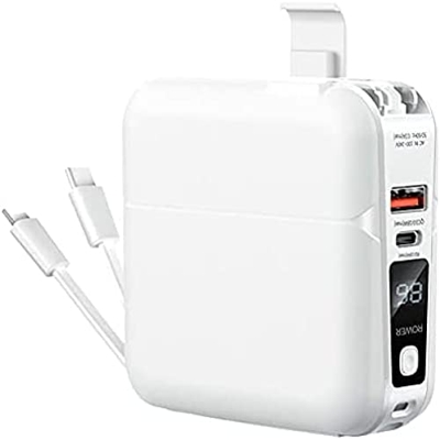 Cargador Portátil De 15000Mah, Banco De Energía Ultradelgado, Paquete De Batería Externa Con Enchufe De Pared De CA Incorporado, Se Puede Usar Como So