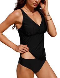 TOMEEK Tankini Mujer Bañador Reductor Mujer Bikini Traje de Baño Dos Piezas para Mujer Bandolera Ajustable Tallas Grandes Tankinis Ropa de Playa, Negr características