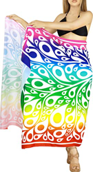 LA LEELA Mujer Traje de baño Sarong Wrap Pareo Halter Top Blanco, neón arcoíris Talla única características