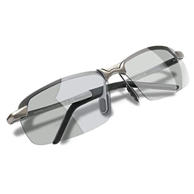 WHCREAT Gafas De Sol Polarizadas Fotocromáticas Para Hombre Para Conducir Deporte Al Aire Libre con Bastidor AL-MG Ultraligero - Metálico Gris Marco G