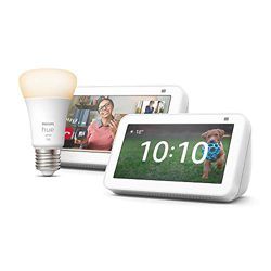 Kit de Hogar digital: 2 Echo Show 5 (2.ª generación, modelo de 2021), Blanco + Philips Hue White Bombilla Inteligente | Convierte tu casa en un Hogar  en oferta