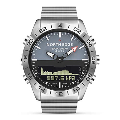 Taruor Ordenadores de Buceo, Reloj de Buceo Hombre,Reloj de Pulsera de Negocios de Acero Completo, Altímetro, Brújula, Resistente Al Agua hasta 200m