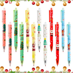 12 Piezas de Bolígrafos de Tinta de Gel de Navidad Muñeco de Nieve de Dibujos Animados Reno de Santa Rotulador de árbol de Navidad Regalo de Fiesta de en oferta