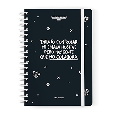 Puterful - Agenda anual 2023 – Mala hostia – Planificador – Semana vista – Agenda con mensajes divertidos – Tamaño A5 – 12 meses - De Enero 2023 a Dic