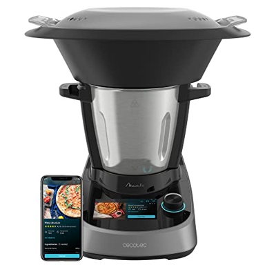 Cecotec Robot de Cocina Multifunción Mambo Touch. 1600 W, 37 Funciones, Pantalla Táctil TFT 5" con Recetario Integrado, 3,3 Litros de Capacidad, APP, 