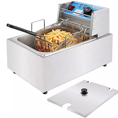 SAVAAL Freidoras Eléctricas Comerciales, Freidora De Encimera De Acero Inoxidable De 1800 W Y 10 L con Control De Temperatura, Ideal para Patatas Frit