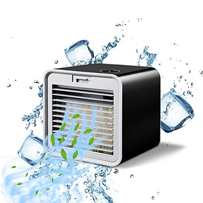 Portable Mini Air Conditioner Fan Personal Space Air Cooler Purifier Humidifier USB Air Cooling Fan for Home Office Black (Black)