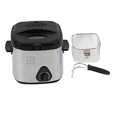 wrtgerht Freidora con Cesta, freidora eléctrica de Acero Inoxidable de 1,5 l con limitador de Temperatura for freír Pollo, Tempura, Patatas Fritas, Pe