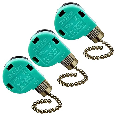 optique Paquete de 3 interruptores de ventilador de techo de 3 velocidades y 4 cables de oreja ZE-268S6 interruptor de cadena de tracción de ventilado