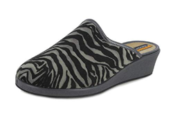 Zapatilla casajer DOCTOR CUTILLAS, Tejido suapel Estampado, en Negro y marrón, con cuña. Mod.4628 (Negro, Numeric_36) características