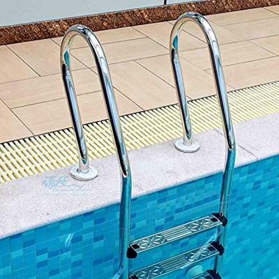 Sturdy Pool Safety Handrails Pool Handrails Inground Pool Ladder, Stainless Steel Swimming Pool Handrail with 3 Non-Slip Steps - Complete Kit