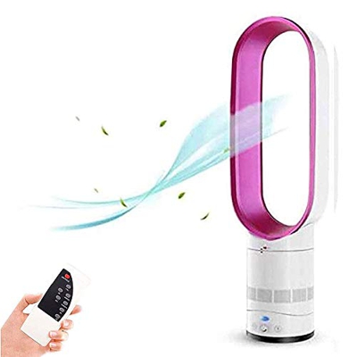 Tower Fan Tower Fan with Remote Space-Saving Portable Floor Bladeless Fan for Bedroom Living Rooms Office Pink (Pink)