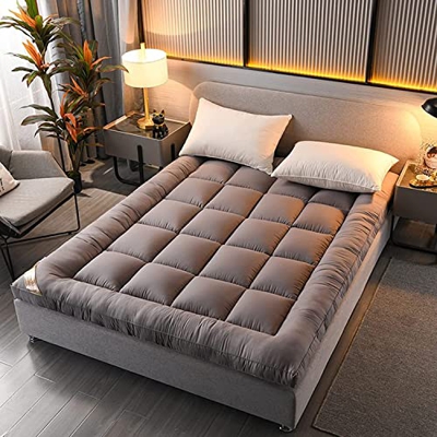 Colchón Japonés Futón Colchón Tatami Mat Extra Thick Roll Up Piso Colchón Sleeping Pad Portátil para Dorm, Camping, Adultos Niños (Color : Grey, Talla