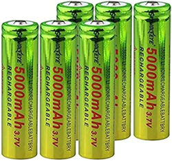 Cycles 3.7V 5000Mah High Capacity 18650 Lithium Ion Battery Pack Used For Flashlight Mini Fan Headlight It Power Bank Led Lights, Pack of 6 en oferta