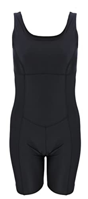 Aquarti Bañador de Natación para Mujer con Pierna Culotte, Negro/Costuras Negro, 46