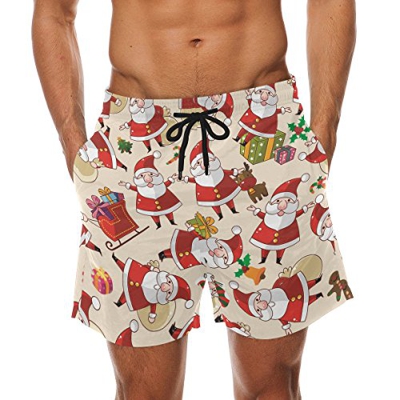 COOSUN - Bañador para hombre, diseño de Papá Noel Multicolor multicolor S