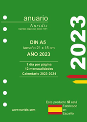 Recambio de agenda español. Año 2023. 1 día por página. DIN A5 en oferta