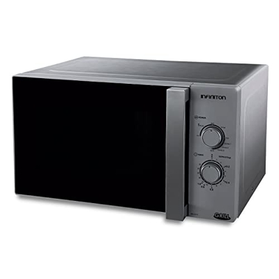 INFINITON MW-A25GG – Microondas, Inox/Gris, 25 Litros, 900W, Función Grill 1000W, 9 programas