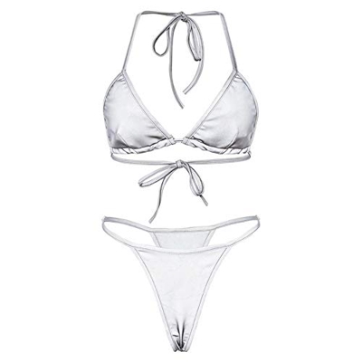 Conjunto de Bikini Reflectante Sujetador 2019 Nuevas Mujeres de Verano Brillantes Trajes de baño Brillantes Ropa de Playa (S)