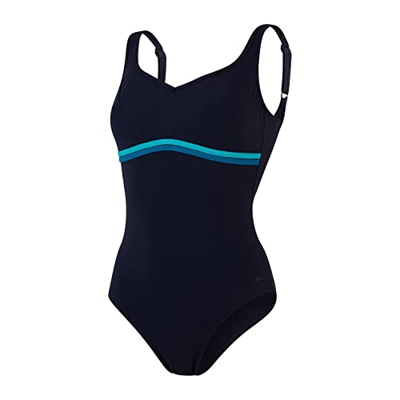 Speedo Contourluxe 1 Piece AF Traje de baño, Mujer, True Navy/Jade/Nordic Teal, 44