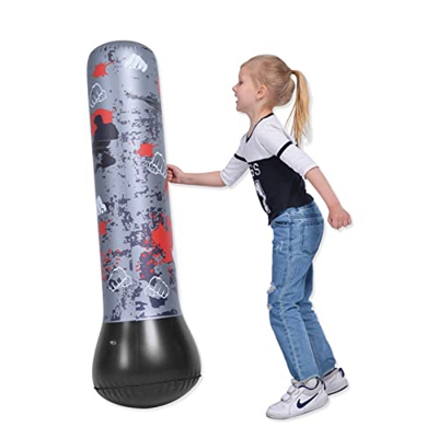 PMELCXD Saco de Boxeo Hinchable de Niños 120cm, Saco de Arena Inflable de Pie para Practicar Karate | Kickboxing | Taekwondo Bolsa de Boxeo Fitness pa