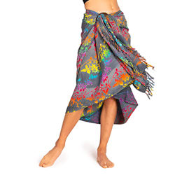 PANASIAM Sarong en colores oscuros, bufanda, pañuelo, toalla de playa, vestido envolvente, telas naturales suaves, producción justa, B810 Rainbow Flow características