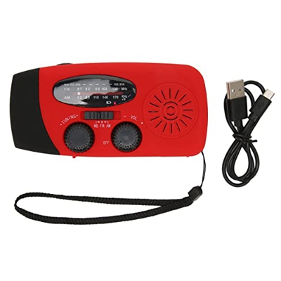 OhhGo Manivela AM/FM NOAA 3 métodos de carga 1200mAh banco clima de emergencia con Flas para senderismo2 AM/FM manivela solar emergencia solar emergen