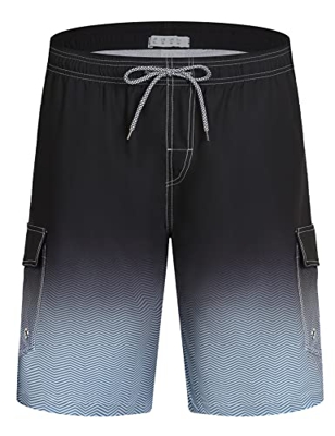 APTRO Bañadores de natación, Pantalones Cortos de los Hombres de Secado rápido Playa Surf Pantalones Cortos de natación Tallas Grandes Cargo Negro MK1