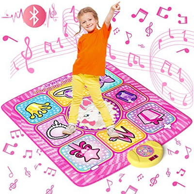 D DRONRCBRO Alfombrilla de Baile para Niñas, Juguetes Regalos para Niños 3 4 5 6 7 8+ Años, Alfombra Musical con Función Bluetooth y Luces LED, 6 Modo