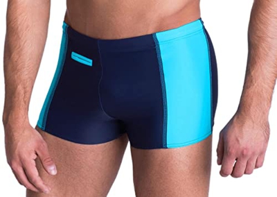 Aquarti Bañador de Hombre Tipo Boxer con Bolsillo, Azul Oscuro/Azul, 7XL