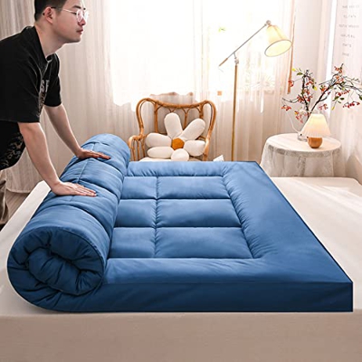 XOMART Colchón Tipo Futón,Colchón Minimalista Plegable,Colchón De Suelo Japonés Impreso,Colchón Espuma De Memoria Respirable,Colchón Enrollable Plegab