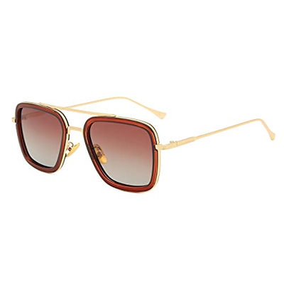 Long Keeper Retro Gafas de sol Cuadradas Marcos de Metal Tony Stark Gafas Iron Man Para Mujer Hombre UV protección