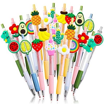 20 Piezas Bolígrafos Lindos de Tinta de Gel de Dibujos,Bolígrafos de Dibujos,Bolígrafos de gel Divertidos para niños,Regalo Cumpleaños infantiles cole