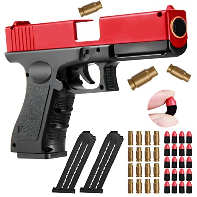 Fetinar Pistola de Juguete de eyección ,Espuma Blanda Bullet Blaster Toy Manual Recarga Auto Eject Bullet Cases Juguetes educativos Pistola Modelo 14+