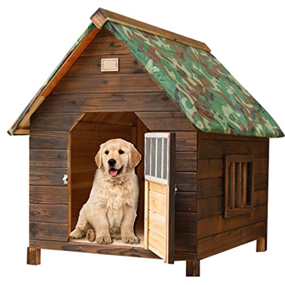 Casetas Exterior para Perros Casa De Madera Aislada para Perros para Animales Pequeños Medianos Y Grandes Resistente A La Intemperie Fácil De Montar F