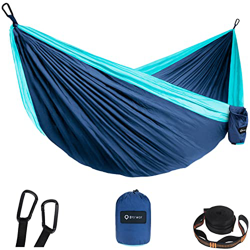 BTRWOR Hamaca para exteriores, doble hamaca de seda de paracaídas, 300 x 200 cm, soporta hasta 300 kg, transpirable, de secado rápido, para trekking,  precio