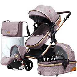 Silla de paseo, cochecito 4 en 1 con bolsa para mamá, material de lujo de alta vista/conjunto de silla de paseo (X1 khaki) en oferta