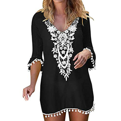 Verano Camisolas y Pareos para Mujer, Dragon868 Blusa Vestido Túnica Crochet de Playa, Traje de Baño de Ganchillo de Encaje con Borlas, Traje de Baño  características