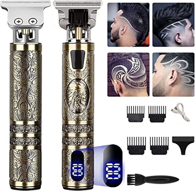 Recortadora de pelo para hombres, cortapelos eléctrico profesional, inalámbrico, cortapelos de afeitar, barba, cortapelos con pantalla LED, recargable