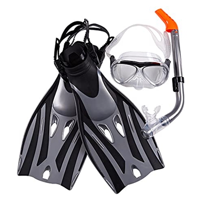 PLANOB Snorkel Set Adultos, Equipo De Snorkeling con Máscara Panorámica De Snorkel, Dry Top Snorkel Kit De Aletas De Snorkel Ajustable, Natación Buceo